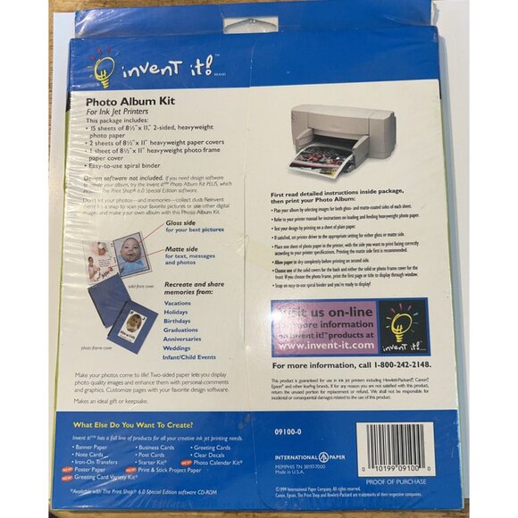 Invent It! DIY Photo Album Scrapbook Kit with Sheets & Covers For Inkjet Printer - Picture 2 of 2